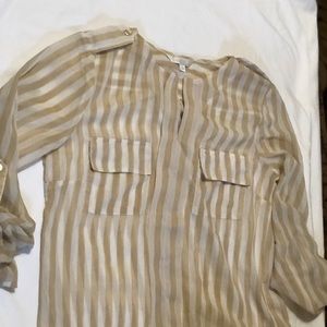 Tan/white stripe long sleeve